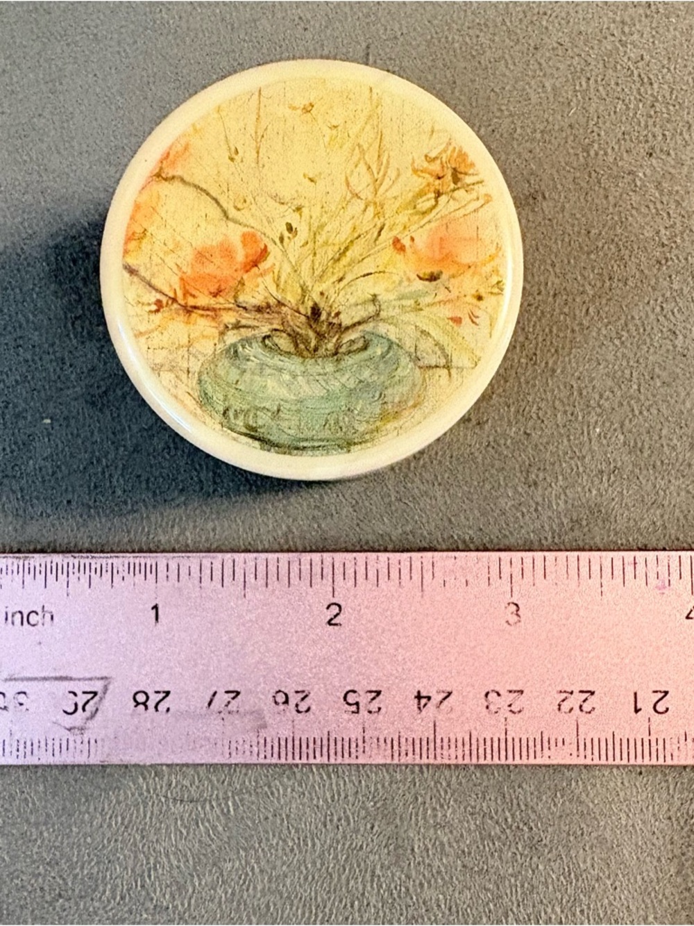 Altar’d State Hand Painted Poppy Marble Round Trinket Box